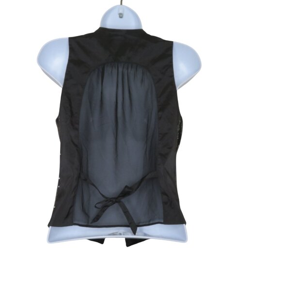 Vintage Cache Womens Sequined Black Open Front Vest Size 0 Party Festival Mod - Picture 2 of 9